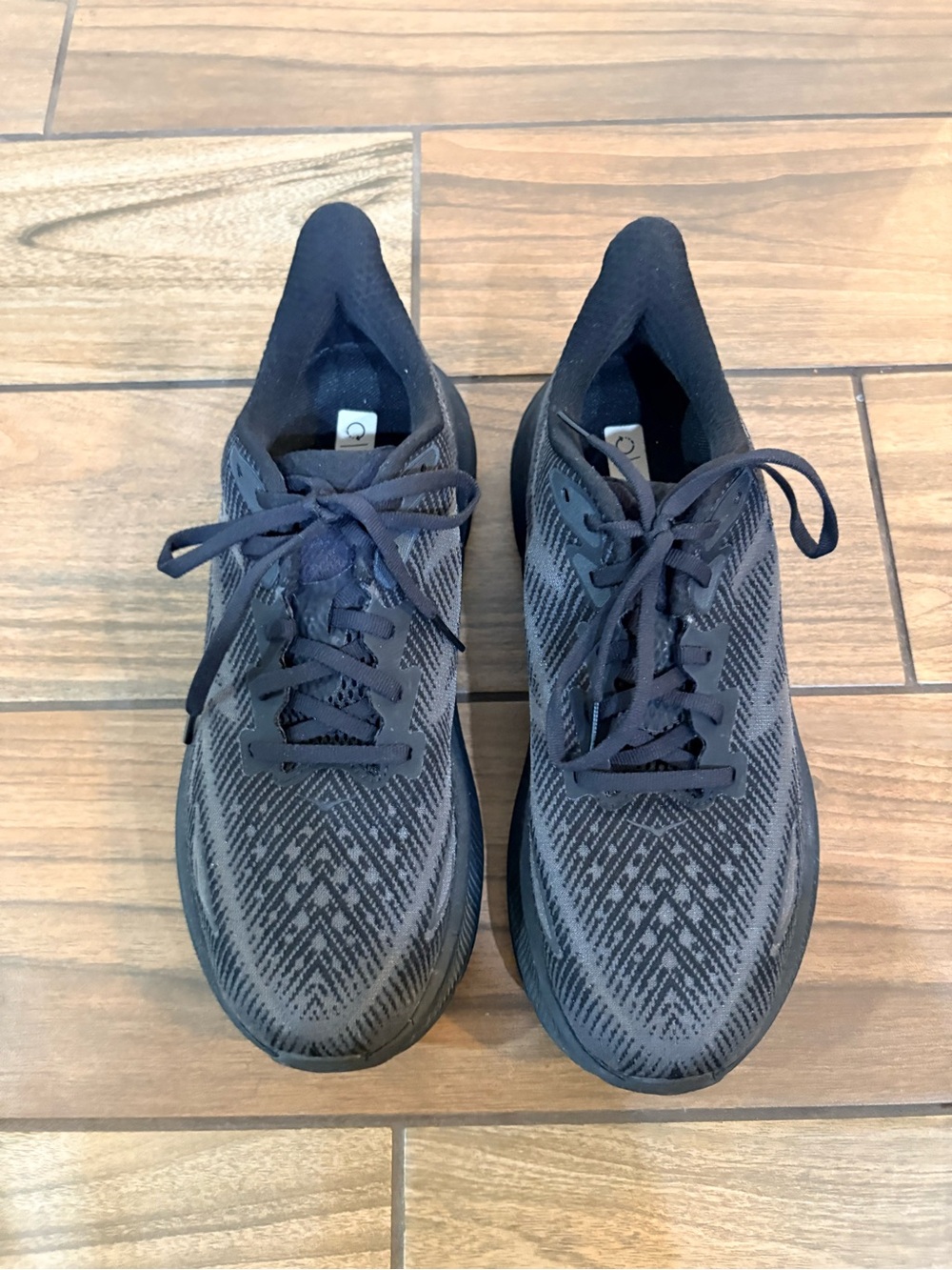 Women’s HOKA Clifton 9 Athletic Running Shoes - Black on black size 9.5 women’s